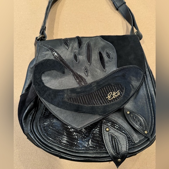 Etro Black Suede and Leather Shoulder Purse - Picture 6 of 16